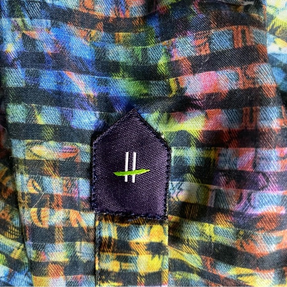 Franco Negretti Shirt Men's Multicolor Abstract Boho Rainbow Festive Summer S - Picture 6 of 8